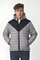 Removable Hood Puffer Jacket - Grey