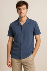 COAT COLLAR SHIRT IN GREY - VENARI