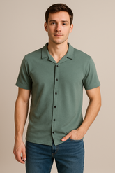 COAT COLLAR SHIRT IN MINT - VENARI