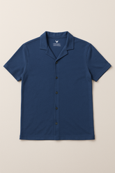 COAT COLLAR SHIRT IN NAVY - VENARI