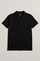 COAT COLLAR SHIRT IN BLACK - VENARI