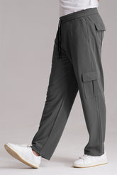 Grey Imported Loose Bottom Cargo Trouser - VENARI