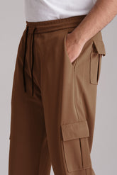 Brown Imported Loose Bottom Cargo Trouser - VENARI