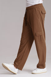 Brown Imported Loose Bottom Cargo Trouser - VENARI