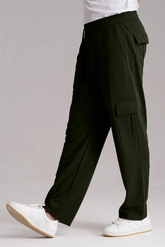 Olive Imported Loose Bottom Cargo Trouser - VENARI