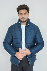 GoldLine Zipper Puffer Jacket - Navy