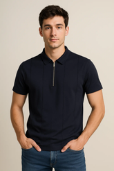 PREMIUM ZIPPER BLACK POLO SHIRT