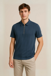 PREMIUM ZIPPER GREY POLO SHIRT