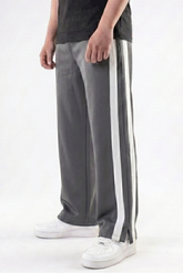 Grey Loose Fit Track Pant with White Stripes
