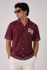 Maroon Camp Collar Shirt - VENARI
