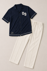 Monaco Relaxed Fit Set - Navy/White
