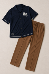 Monaco Relaxed Fit Set - Navy/Brown