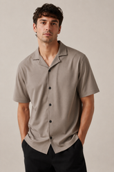Light Brown Cuban Collar Shirt - VENARI