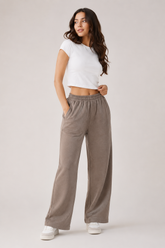LUNA WIDE LEG TROUSER - STONE