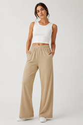 LUNA WIDE LEG TROUSER - Beige