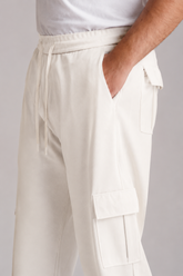 White Imported Loose Bottom Cargo Trouser - VENARI