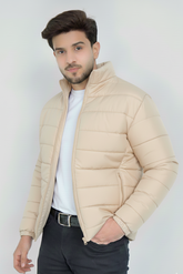 GoldLine Zipper Puffer Jacket - Skin