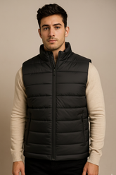 Men's Black Quilted Puffer Gilet