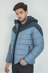Removable Hood Puffer Jacket - Grey