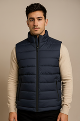 Men's Navy Quilted Puffer Gilet