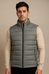 Men's Grey Quilted Puffer Gilet