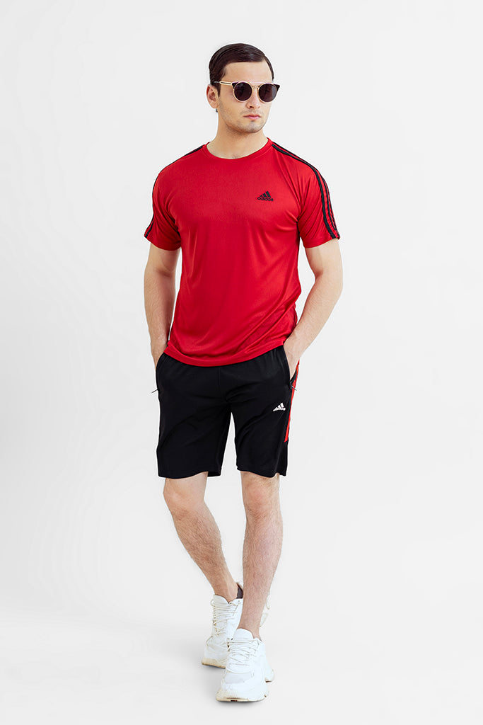 Summer track suit shorts red and black