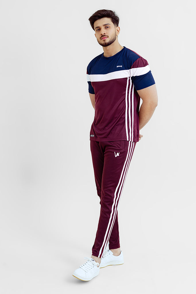 Exclusive Tri Liner Maroon Tracksuit in Pakistan