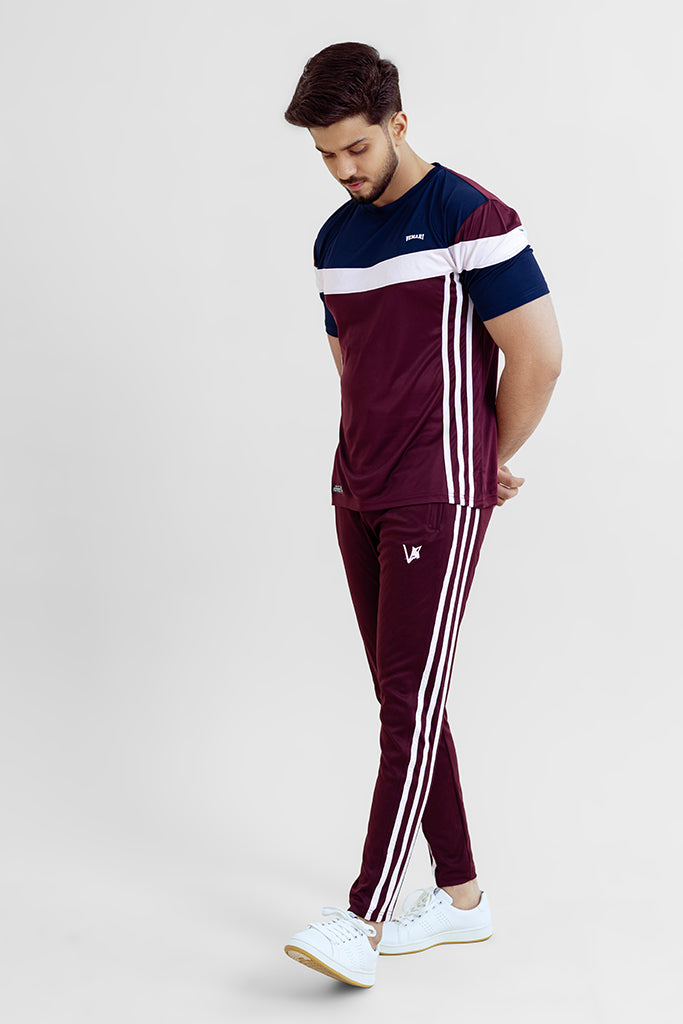 Exclusive Tri Liner Maroon Tracksuit from VENARI