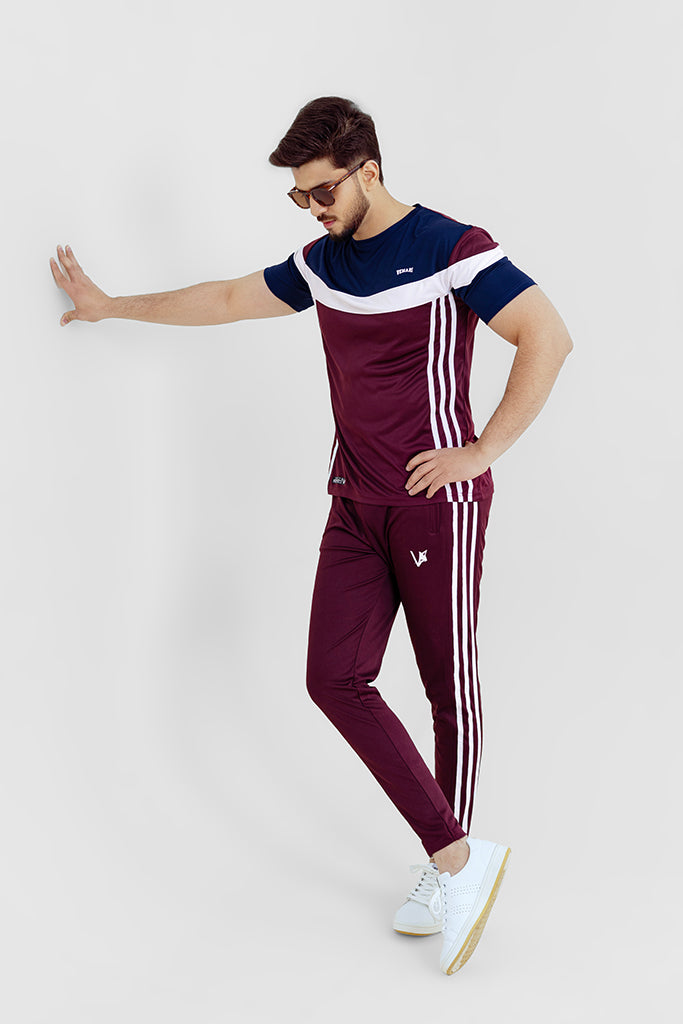 stylish tri liner maroon track suit in Pakistan.